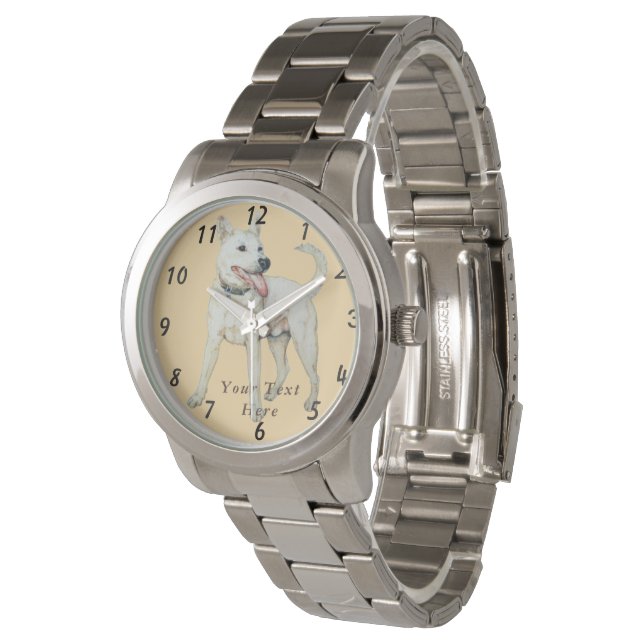 Montre photo d'origine d'un bulldog américain blanc (Incliné)