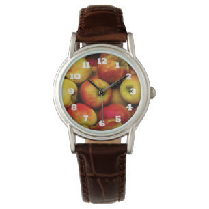 Montre Photo d'un boisseau de pommes jaunes et rouges