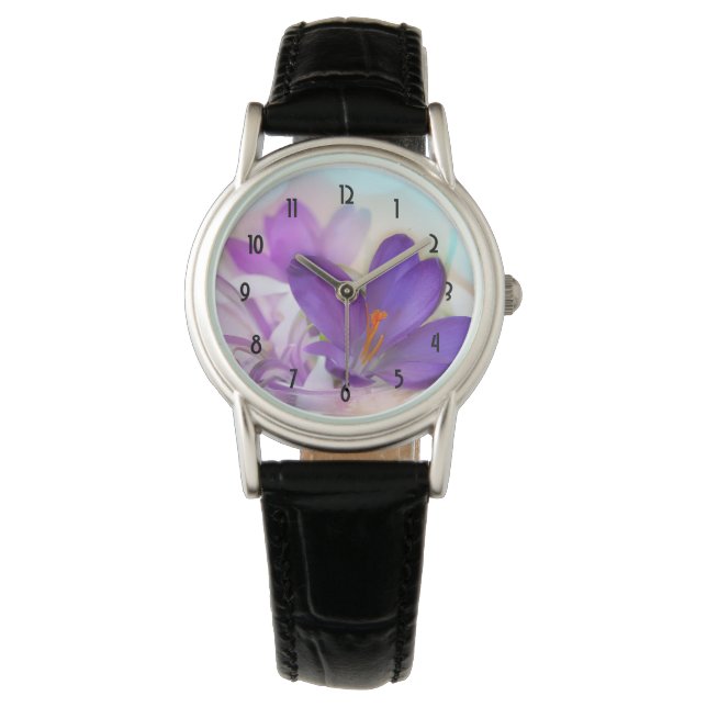 Montre Photo d'un joli Crocus de printemps violet (devant)