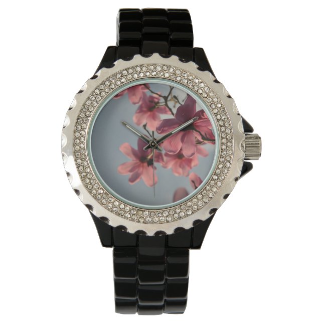 Montre Photo en fleurs d'arbre rose (devant)
