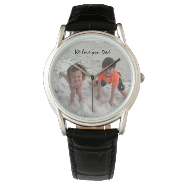 Montre Photo Enfants Personnalisée Pour Papa Noir (devant)