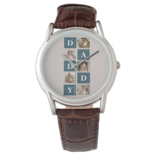 Montre Photo et cadeaux de papa vert et de collage modern