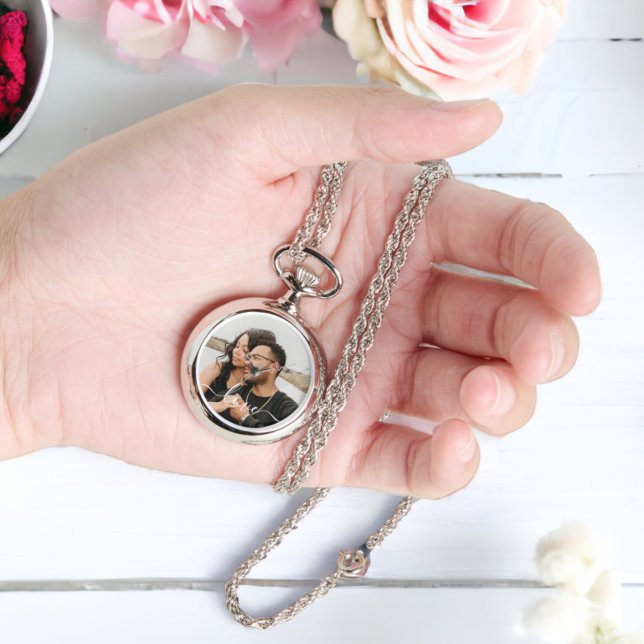 Montre Photo et texte personnalisés (Personalized Photo and Text Photo Watch necklace from Ricaso. Add your own photograph)