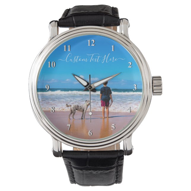 Montre Photo et texte personnalisés - Votre propre design (devant)