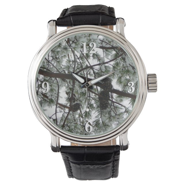 Montre Photo hivernale sous le pin couvert de neige (devant)