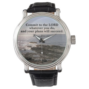 Montre Photo Océan Atlantique avec succès biblique Verse