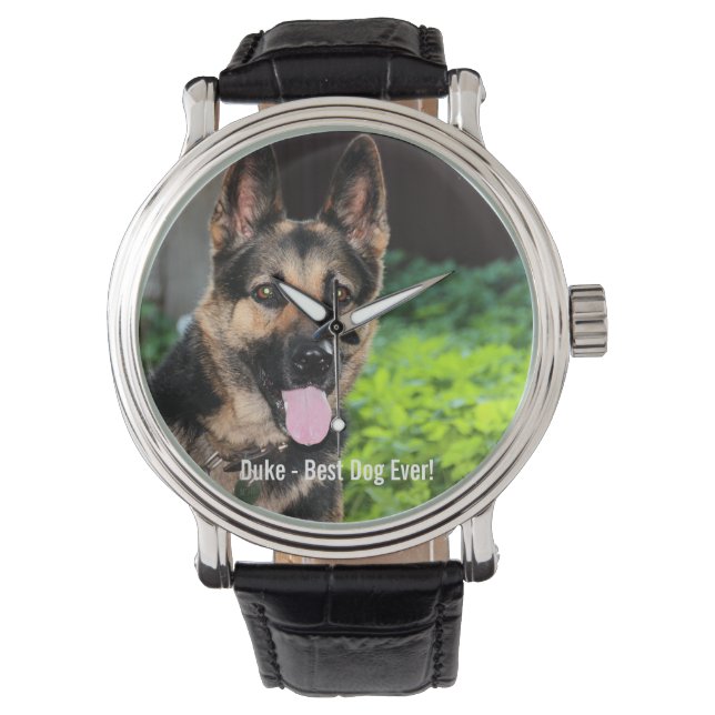 Montre Photo Personalisée Allemand Berger Chien Photo, No (devant)