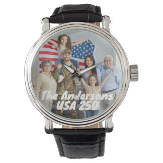Montre Photo personnalisée et texte personnalisé America