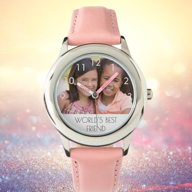 Montre Photo personnalisée fille texte meilleur ami du mo (Créateur téléchargé)