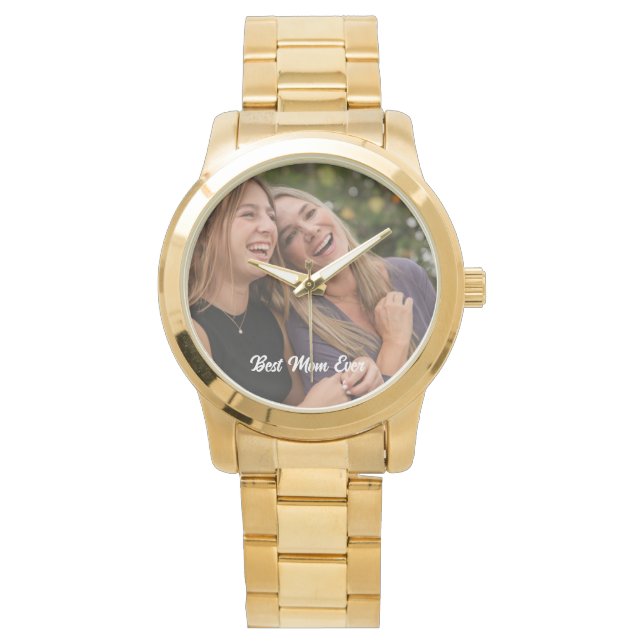 Montre Photo personnalisée Meilleure maman jamais Citer j (devant)