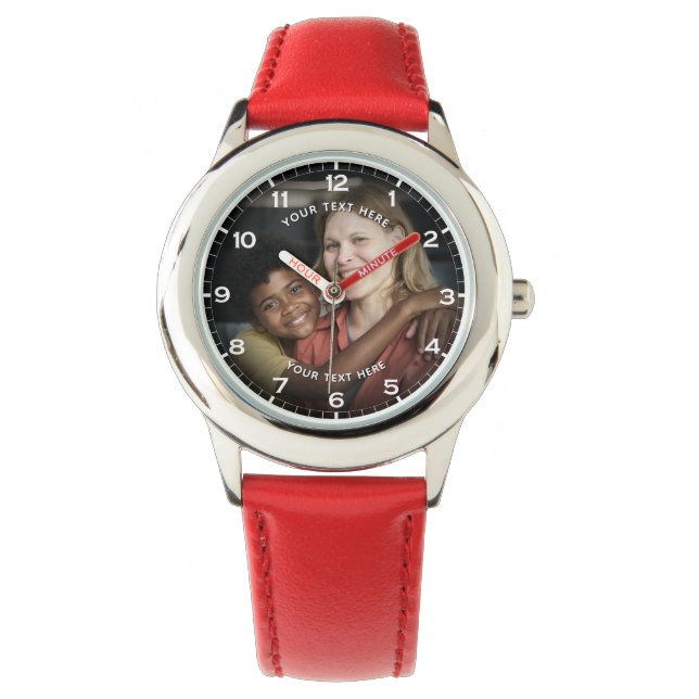 Montre Photo personnalisée moderne et texte personnalisé  (devant)