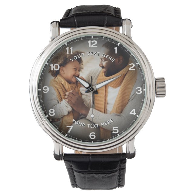 Montre Photo personnalisée moderne et texte personnalisé  (devant)