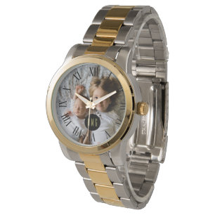 Montre Photo personnalisée   Monogramme   Numéros romains