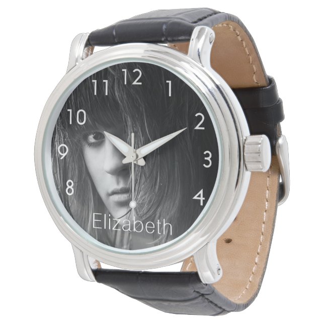 Montre Photo personnalisée monogrammed femme fille (Incliné)