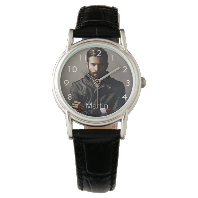 Montre Photo personnalisée nom du mari du petit ami (devant)