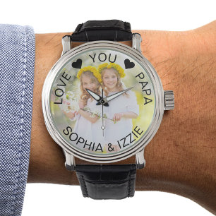 Montre Photo semi-transparent frontière Papa personnalis