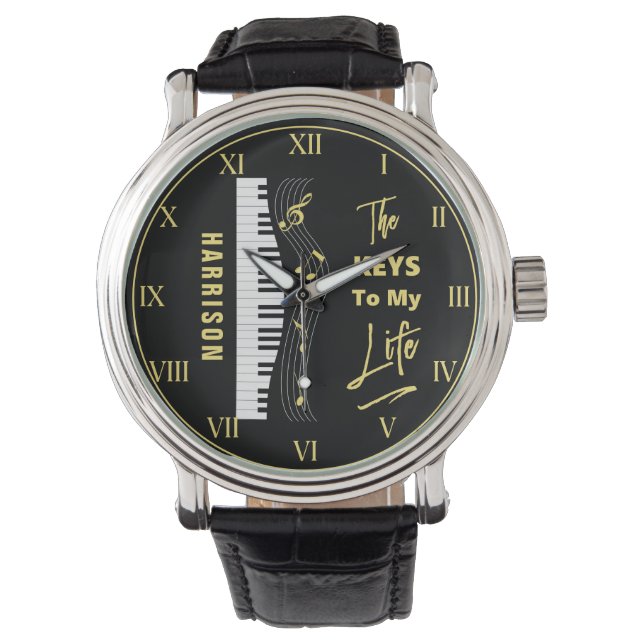 Montre Piano Keyboard Players Fun Music Notes (devant)