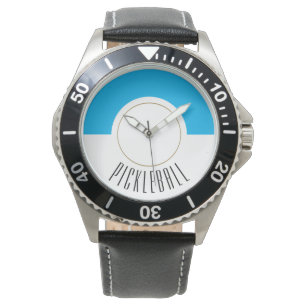Montre PICKLEBALL Circulaire Ciel Bleu Bleu Bloc de coule