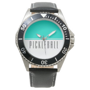 Montre PICKLEBALL Moderne Bright Aqua Blanc Couleur Bloc