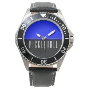 Montre PICKLEBALL Sporty Vibrant Bleu Noir Bloc de couleu