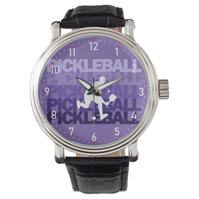 Montre 💜 Pickleball violet silhouette Pickleball (devant)