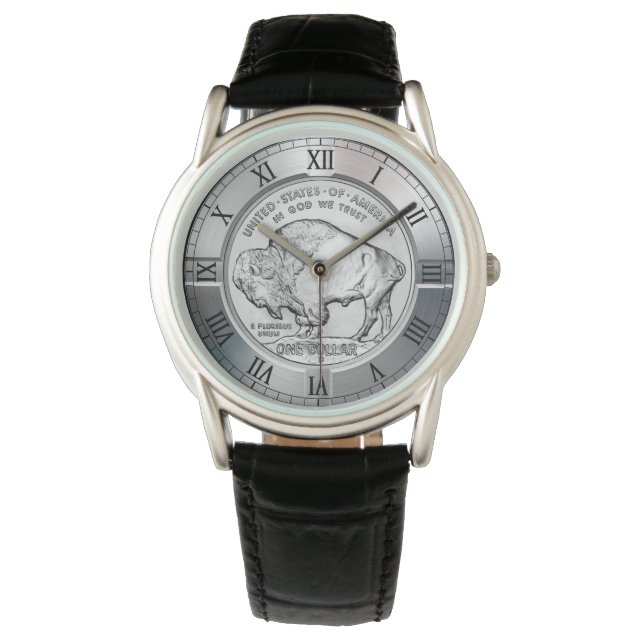 Montre Pièce commémorative en argent du bison américain (devant)