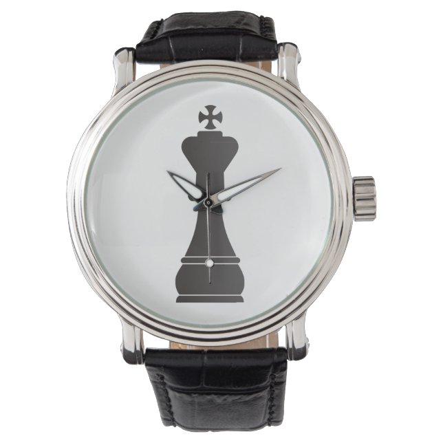 Montre Pièce d'échec noire (devant)