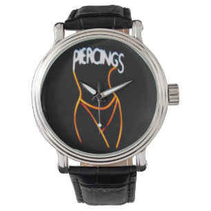 Montre Piercings Neon Lady Silhouette -Montres Or
