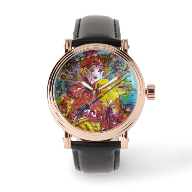 Montre PIERO / Aquarelle de nuit du Carnaval vénitien (Recto)