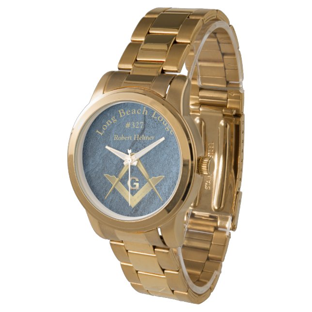 Montre Pierre Bleue Monogramme Masonique (Incliné)