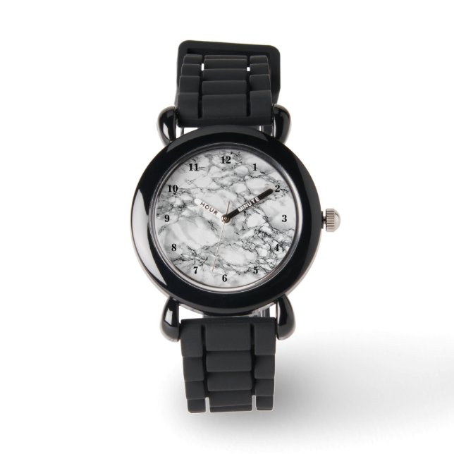 Montre Pierre Marbre blanc branchée (Recto)