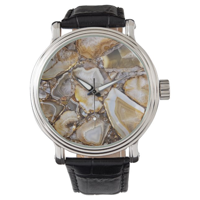 Montre Pierres de géode poli (devant)