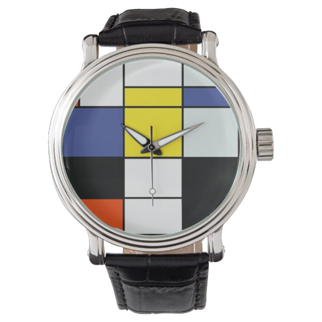 Montre Piet Mondrian Composition A - Art Moderne Abstrait (devant)