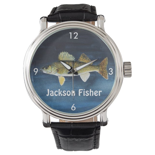 Montre Pike Walleye personnalisé en bleu (devant)