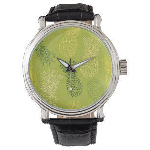 Montre Pineapple Outline Pattern on Green