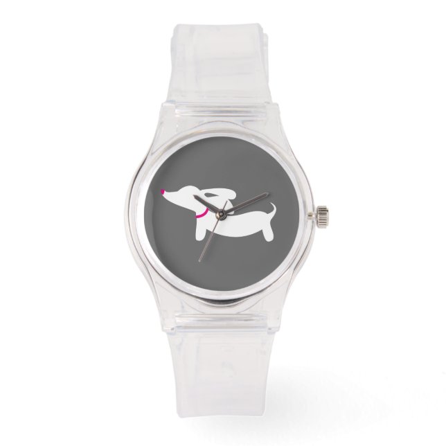 Montre Pink Dachshund Chien Watch Wiener Amoureux des chi (Recto)