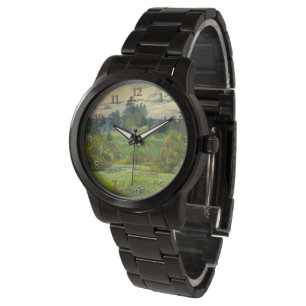 Montre Pins peinture aquarelle