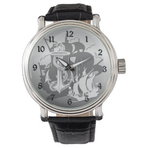 Montre Pirate Ship & Ancres White Silhouette Watch 2