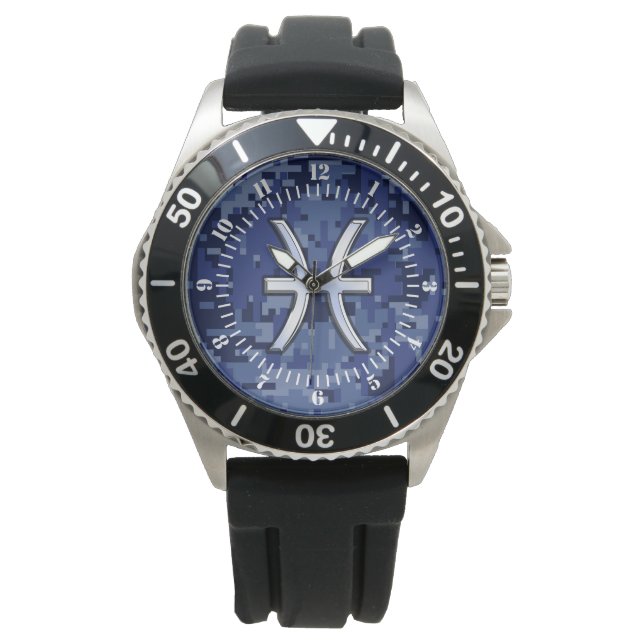 Montre Pisces Zodiac Connexion Navy Blue Digital Camo Dia (devant)