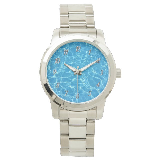 Montre Piscine Bleue Étincelante Eau Bleue (devant)
