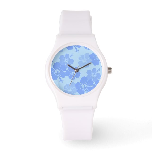 Montre PixDezines hibiscus bleu/do-it-yourself arrière -  (Recto)