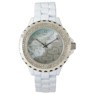 Montre Plage Coeurs de sable Initiales personnalisées