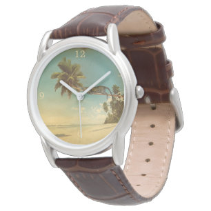 Montre Plage de Leopard Palm Tree vintage