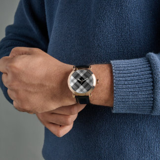 Montre plaid noir et blanc