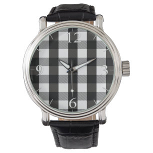 Montre Plaid noir et blanc de bûcheron