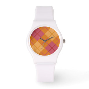 Montre Plaid polarisé dans l'orange et le rose