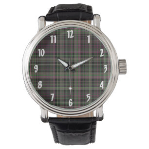 Montre Plaid rose et vert