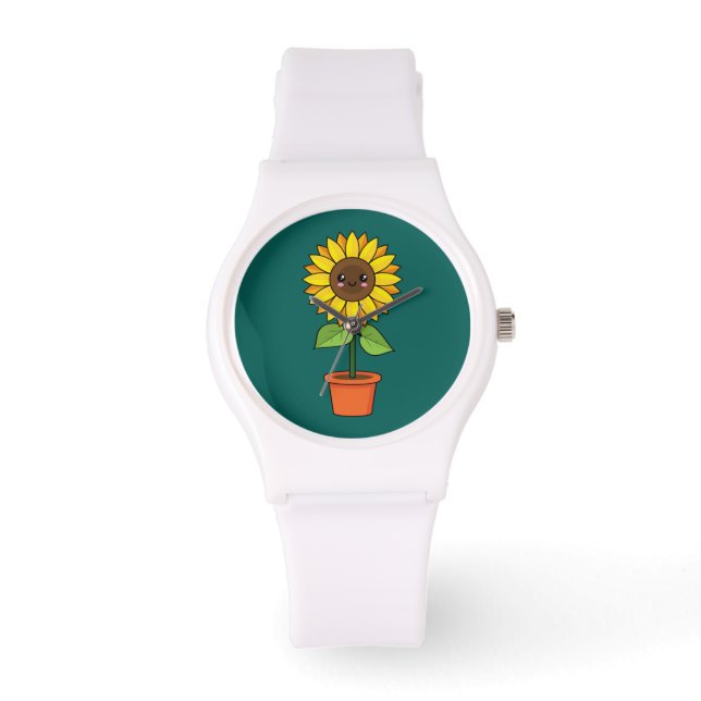 Montre Plante de tournesol Kawaii dans un pot (Recto)