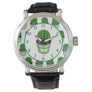 Montre Plantes domestiques dessinées à la main Cactus