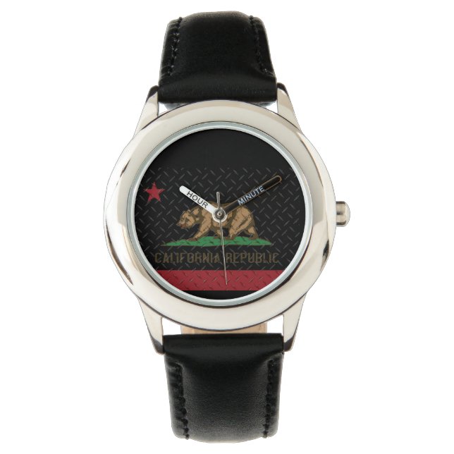 Montre Plaque de diamant noire de la République de Califo (devant)